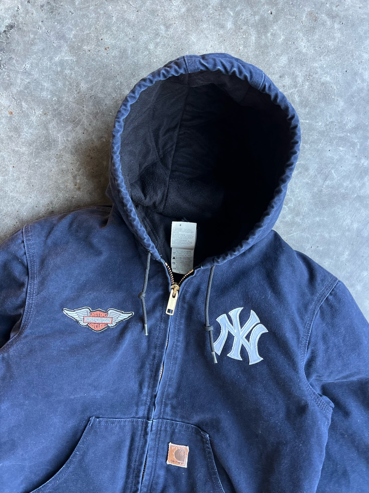 Vintage Yankees X Harley Davidson Navy Hooded Carhartt Jacket - S