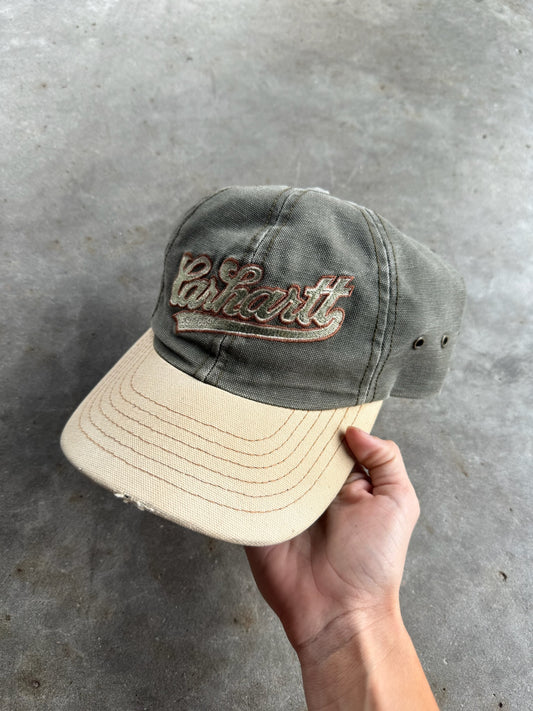 Distressed Army Green Carhartt Adjustable Hat