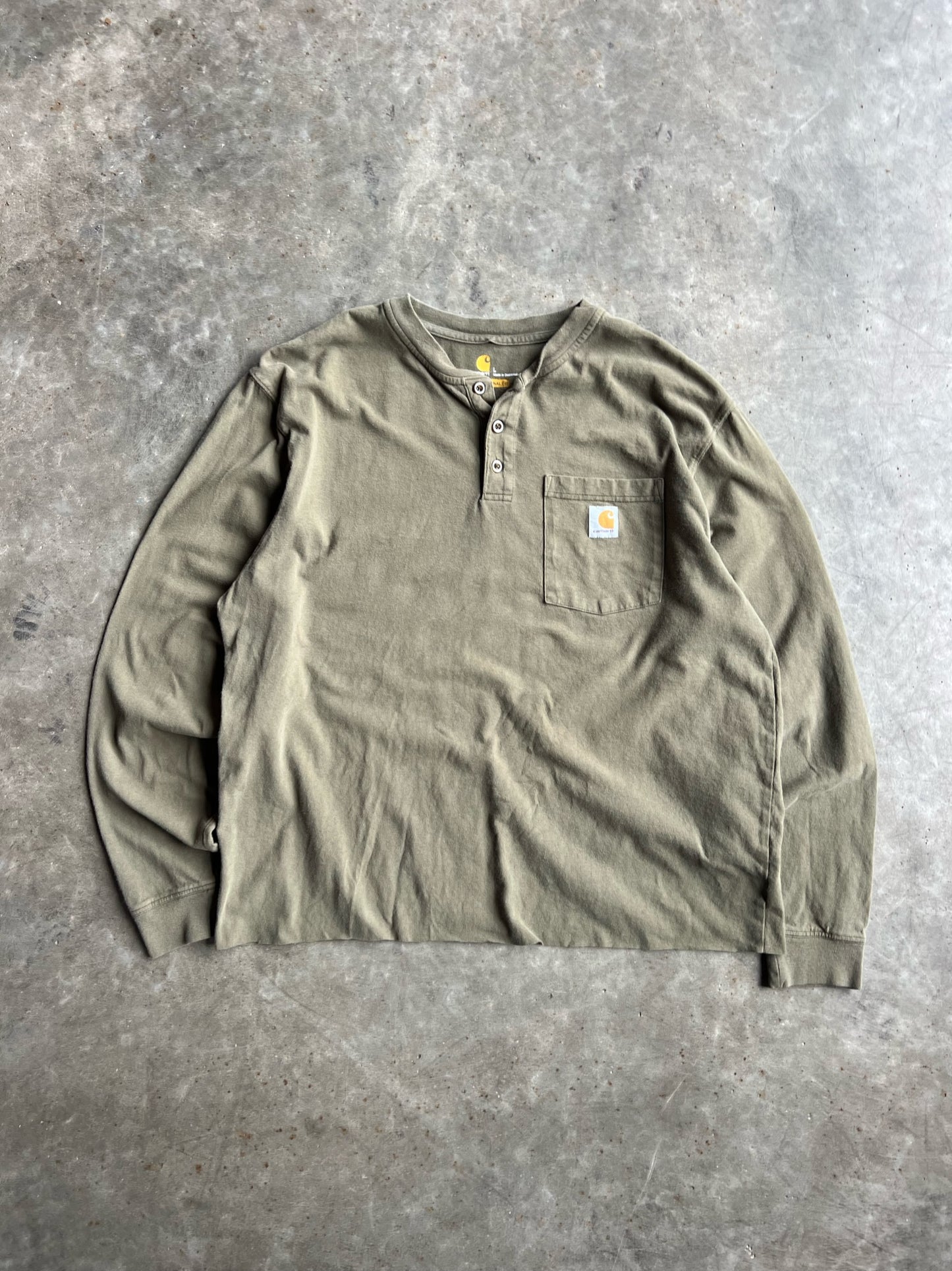 Olive Green Carhartt Long Sleeve Shirt - L