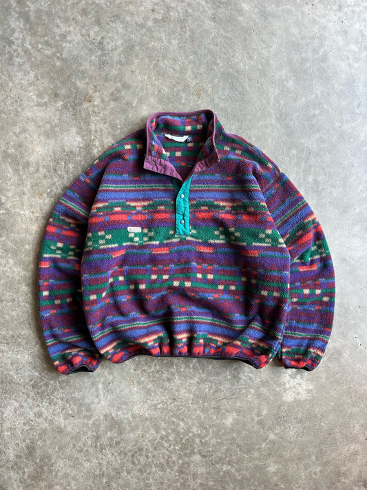 Vintage Colorful Print Columbia Fleece Tsnap - L