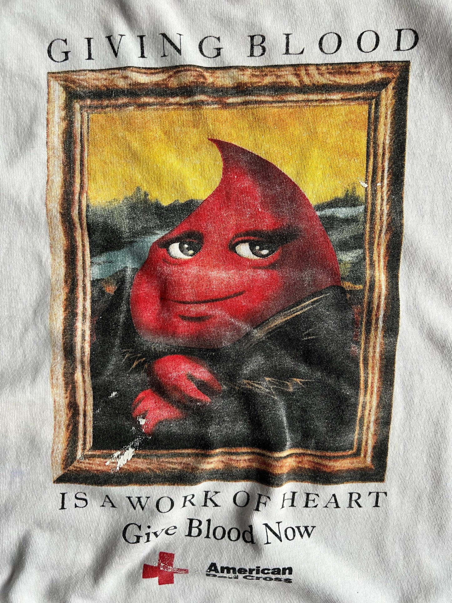 Vintage American Red Cross Give Blood Art Shirt - XL