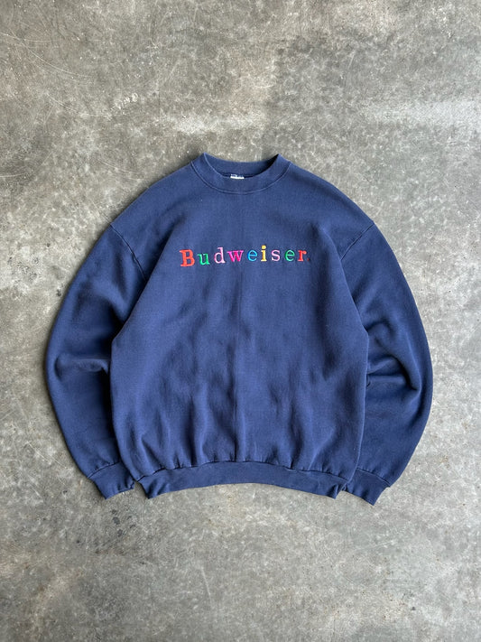 Vintage Navy Budweiser Crew - XL