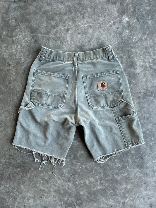 Vintage Faded Green Carhartt Distressed Carpenter Shorts - 28