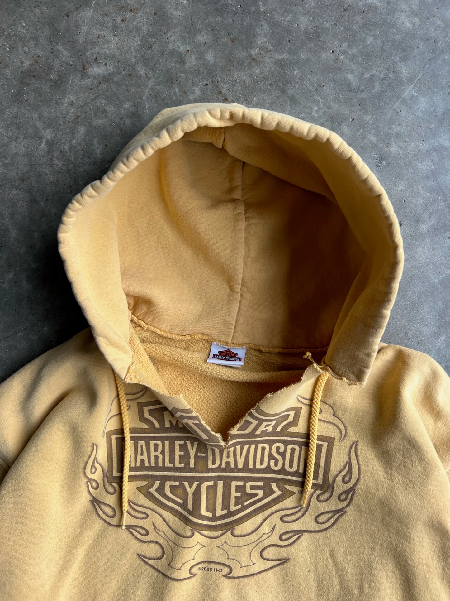 Vintage Yellow Harley Davidson Hoodie - L