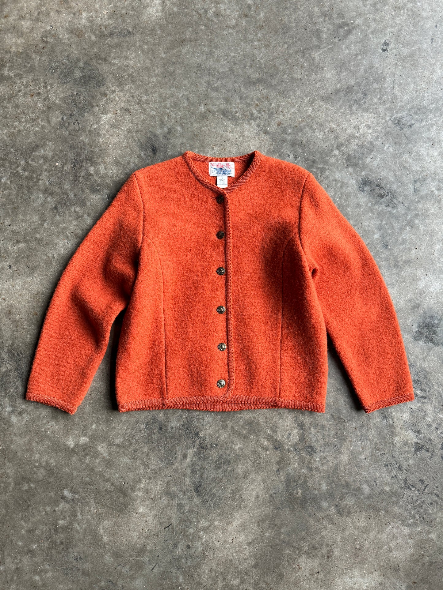 Vintage Tally Ho Orange Wool Cardigan - S