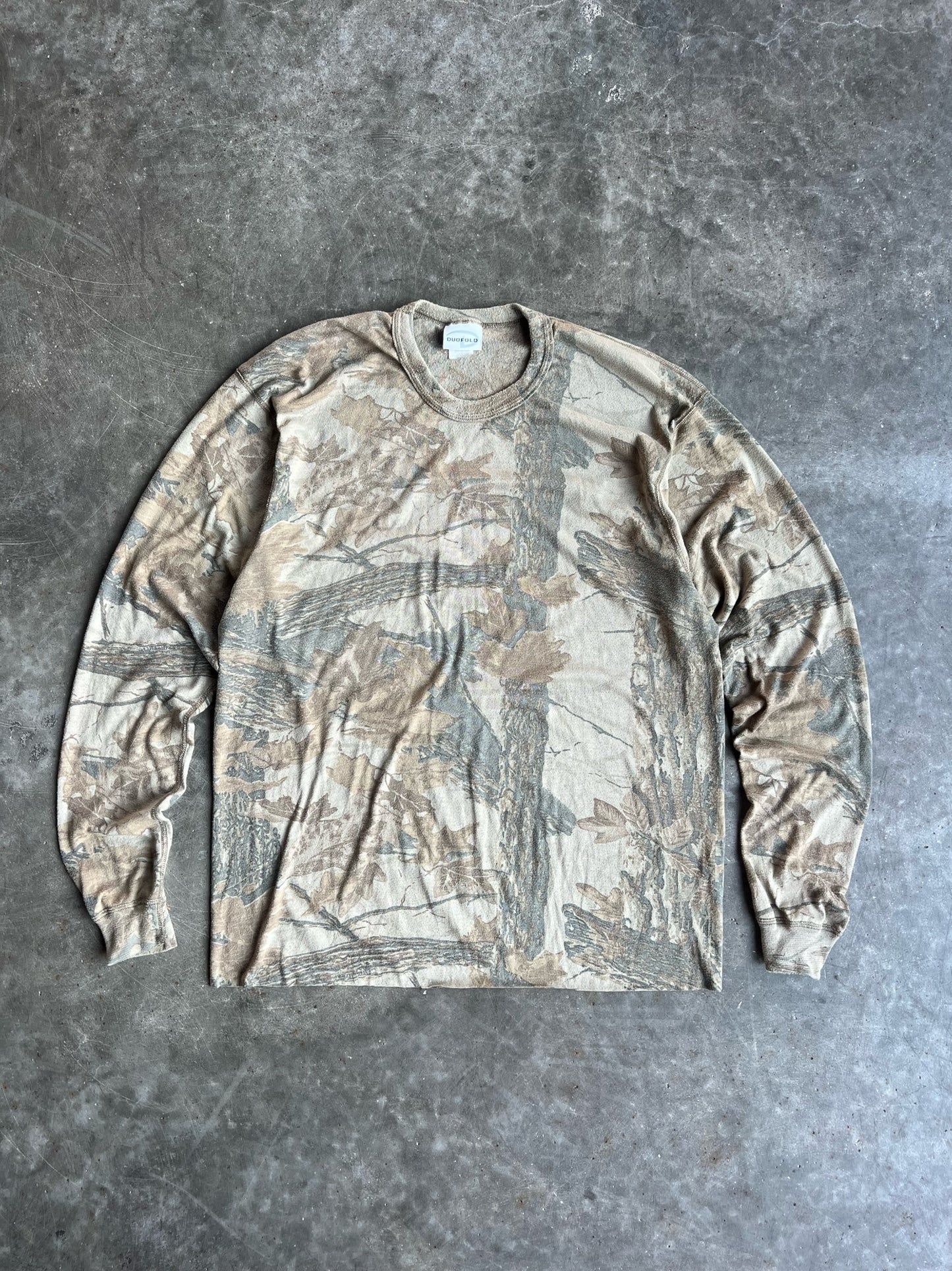 Vintage Cropped Faded Duofold Camo Long Sleeve Shirt - XL