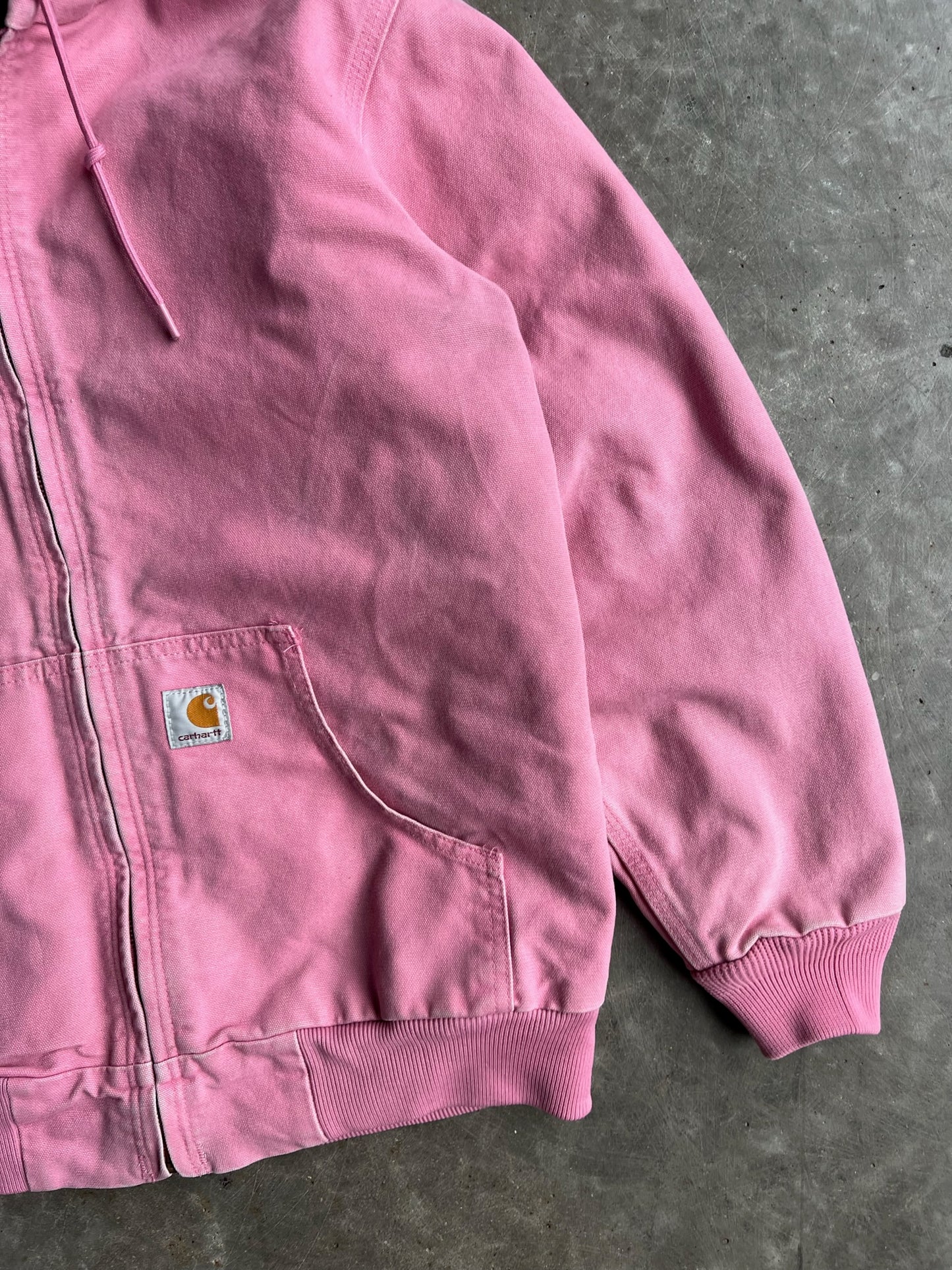 Vintage Baby Pink Hooded Carhartt Jacket - M