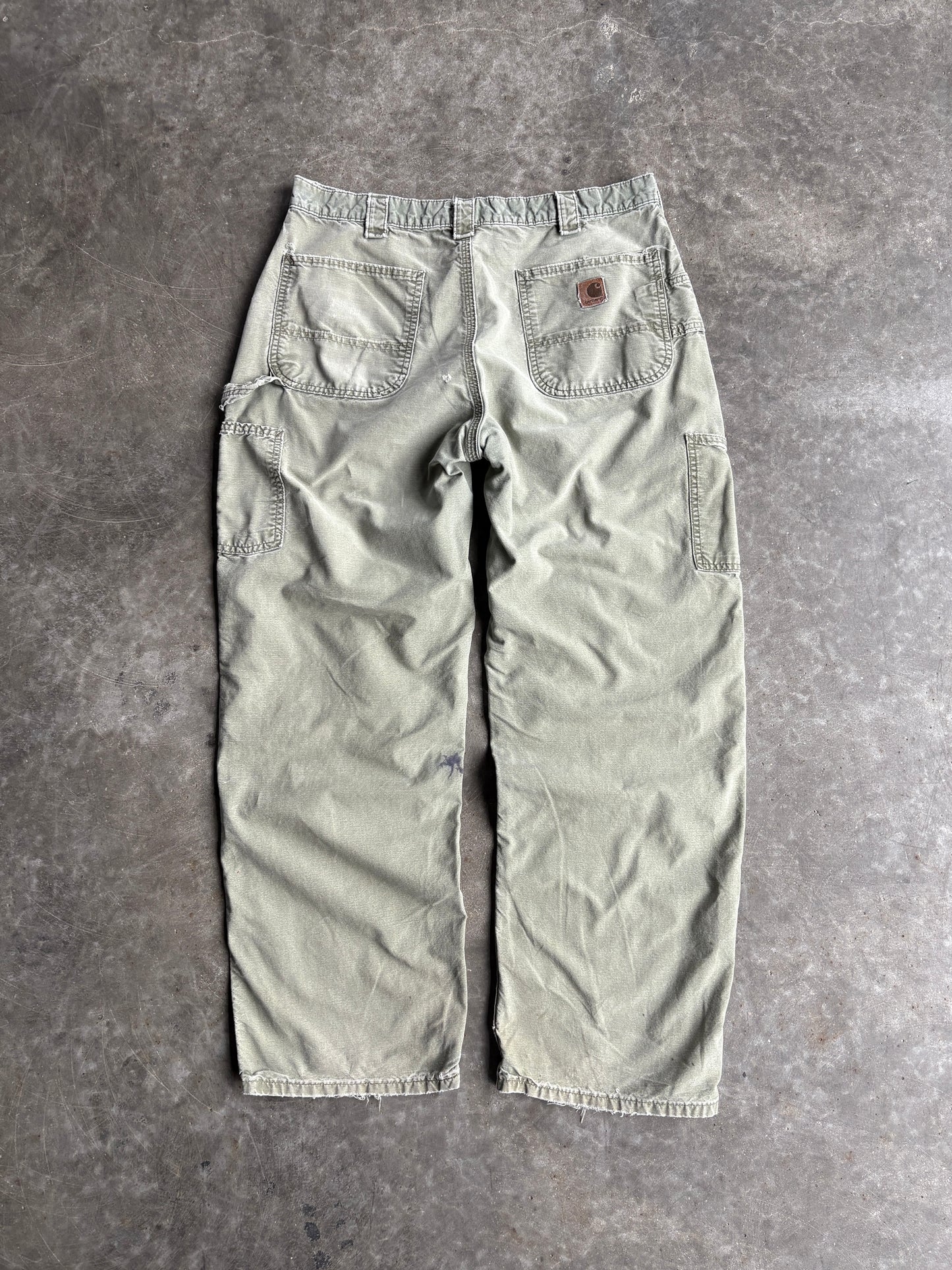 Vintage Distressed Sage Green Carhartt Carpenter Pants - 34