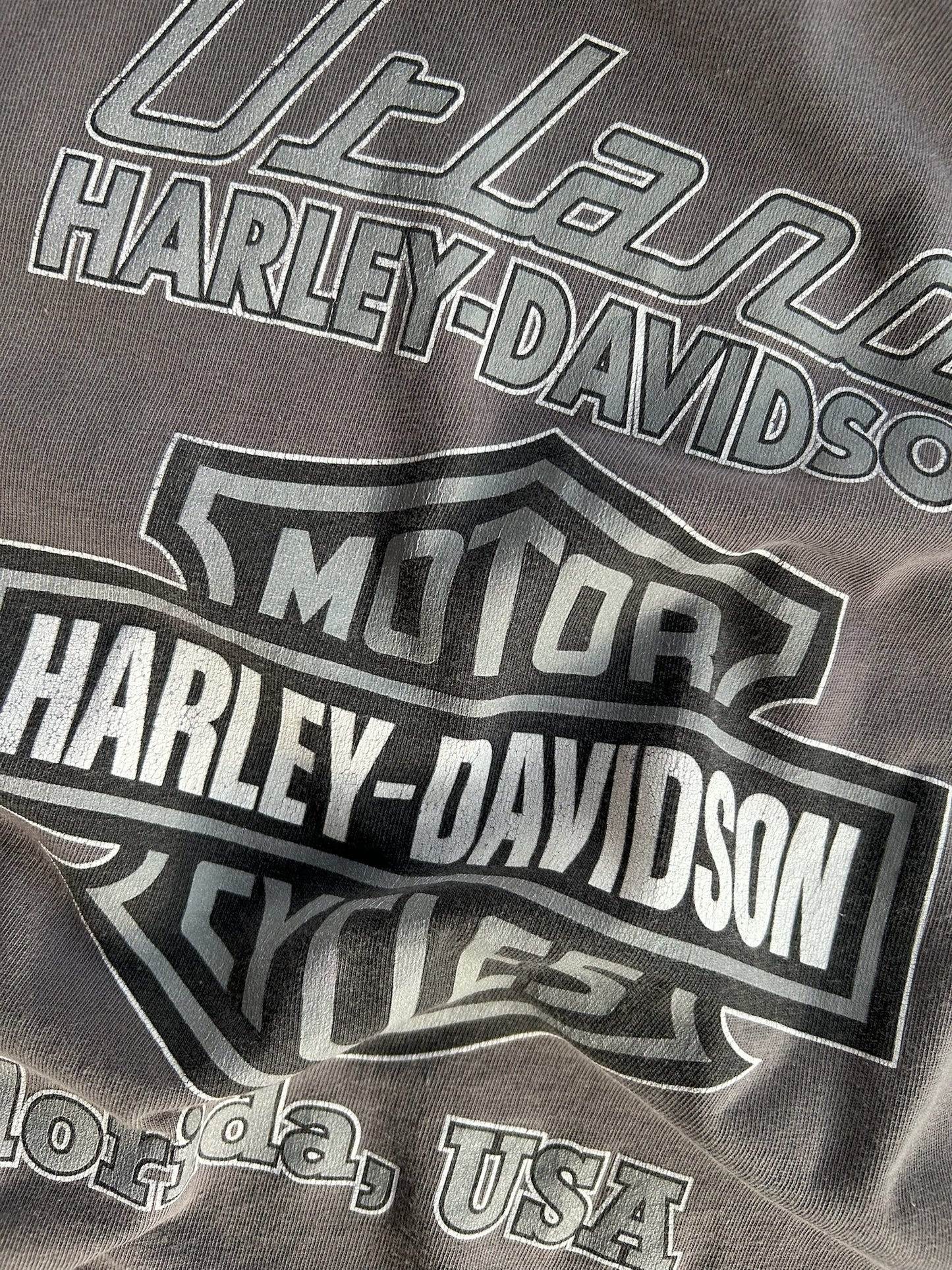 Vintage Grey Camo Sleeved Harley Davidson Long Sleeve Shirt - XL