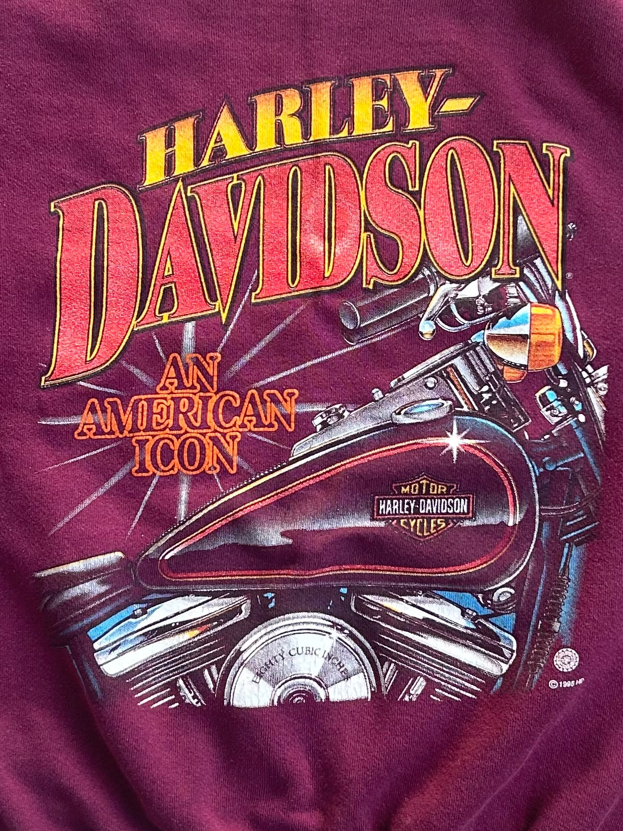 Vintage Harley Davidson Off The Shoulder Crew - L