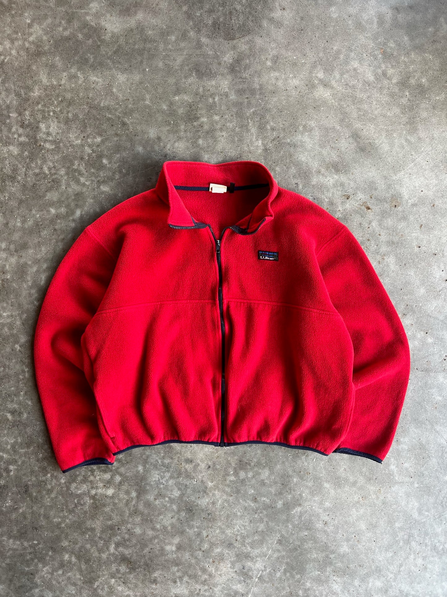 Vintage Red Fleece LL. Bean Zip Up - L