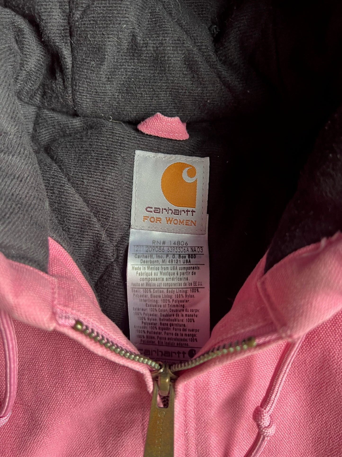 Vintage Baby Pink Hooded Carhartt Jacket - M