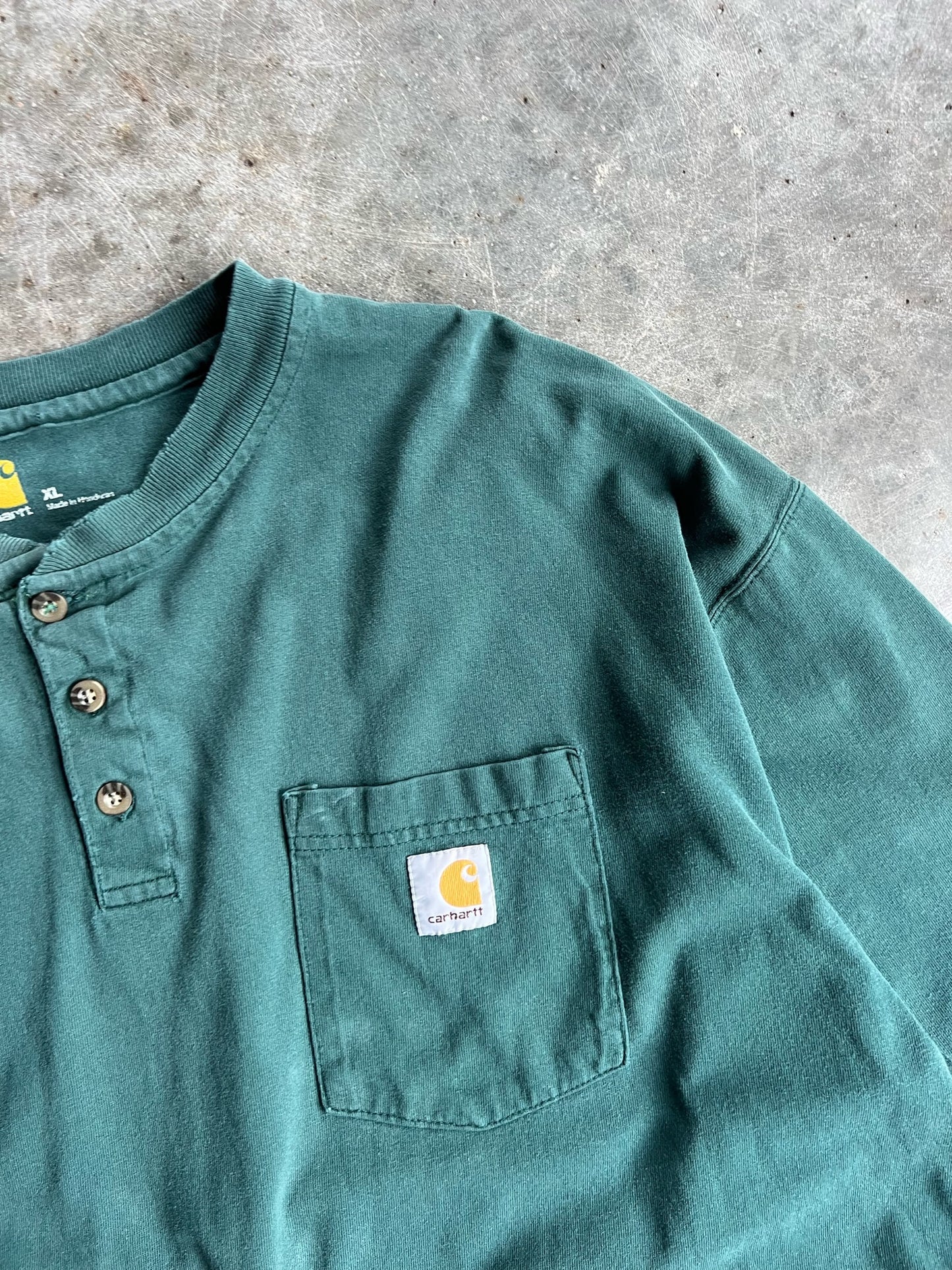 Cropped Green Long Sleeve Carhartt Shirt - XL