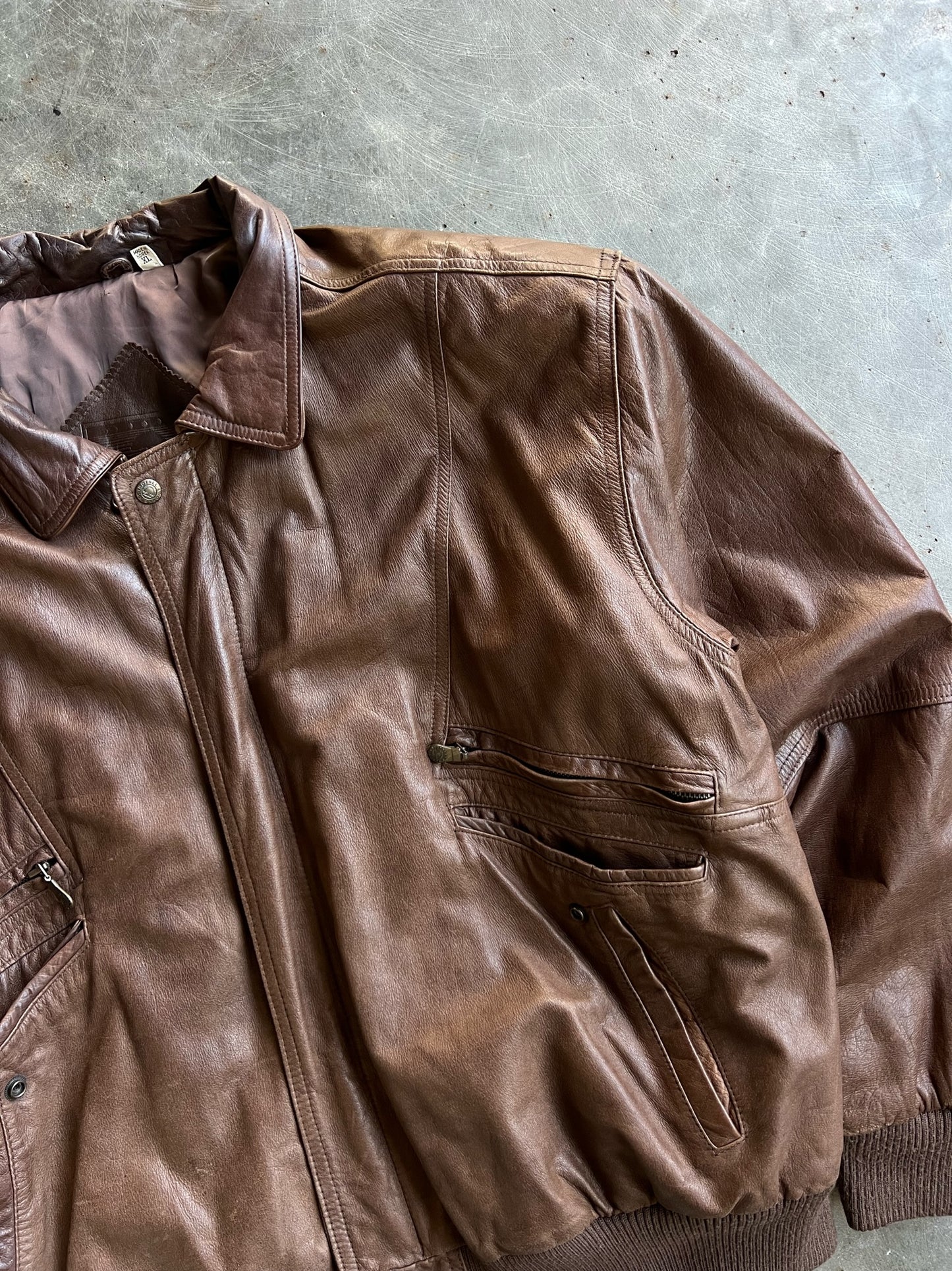 Vintage Dark Brown Rountree York Leather Jacket - XL