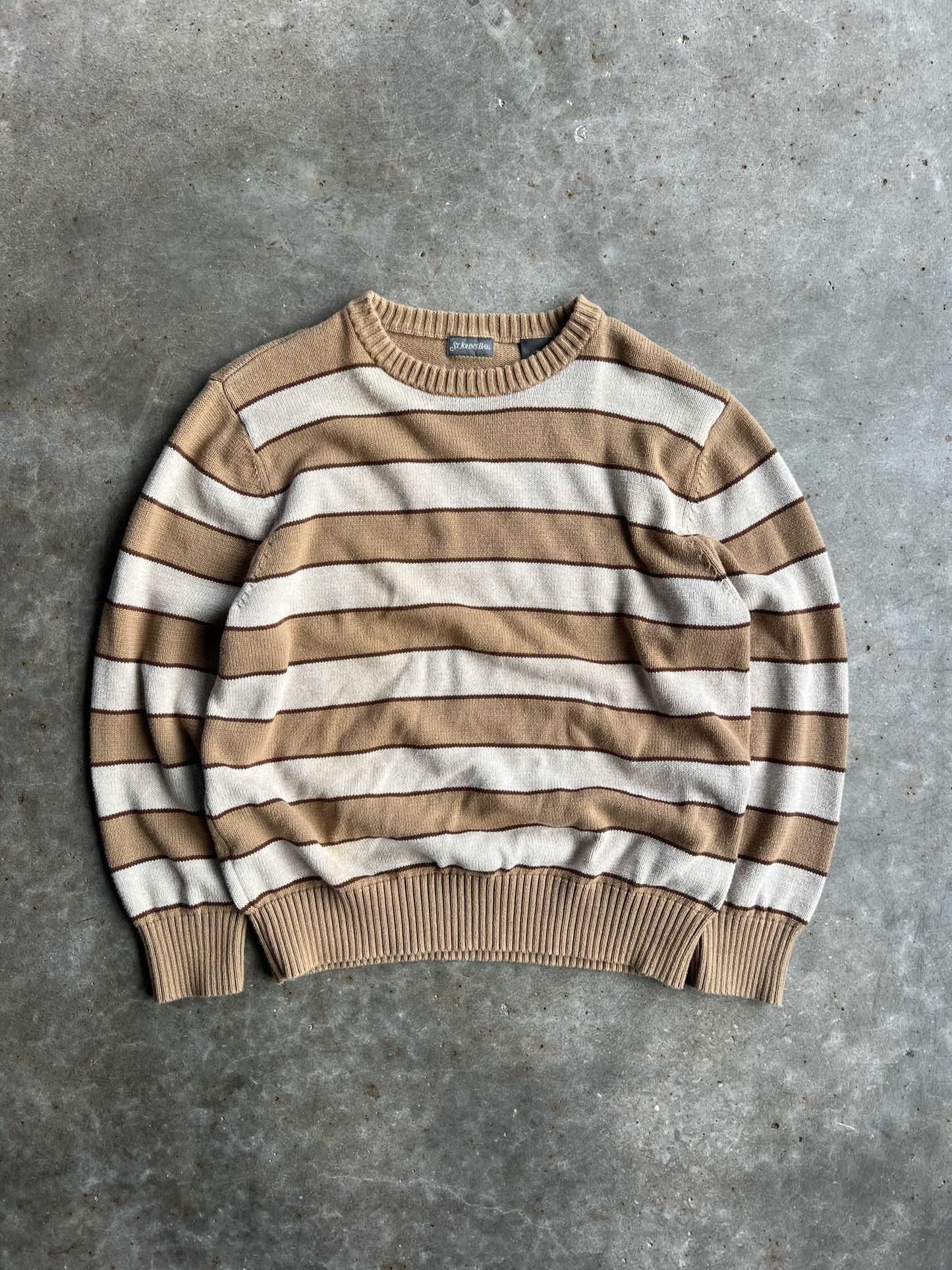 Vintage Tan St. John’s Bay Striped Sweater - L