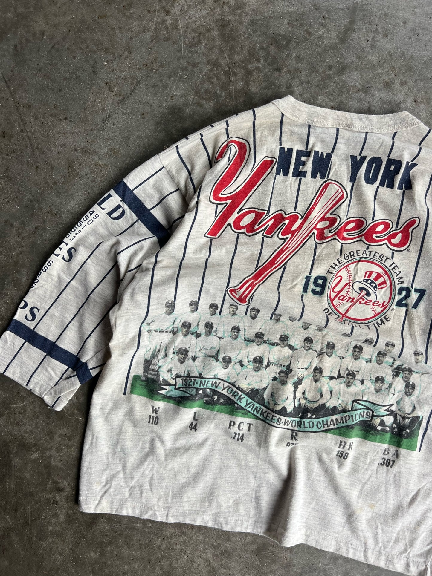 Vintage Striped New York Yankees Long Gone Shirt - XL