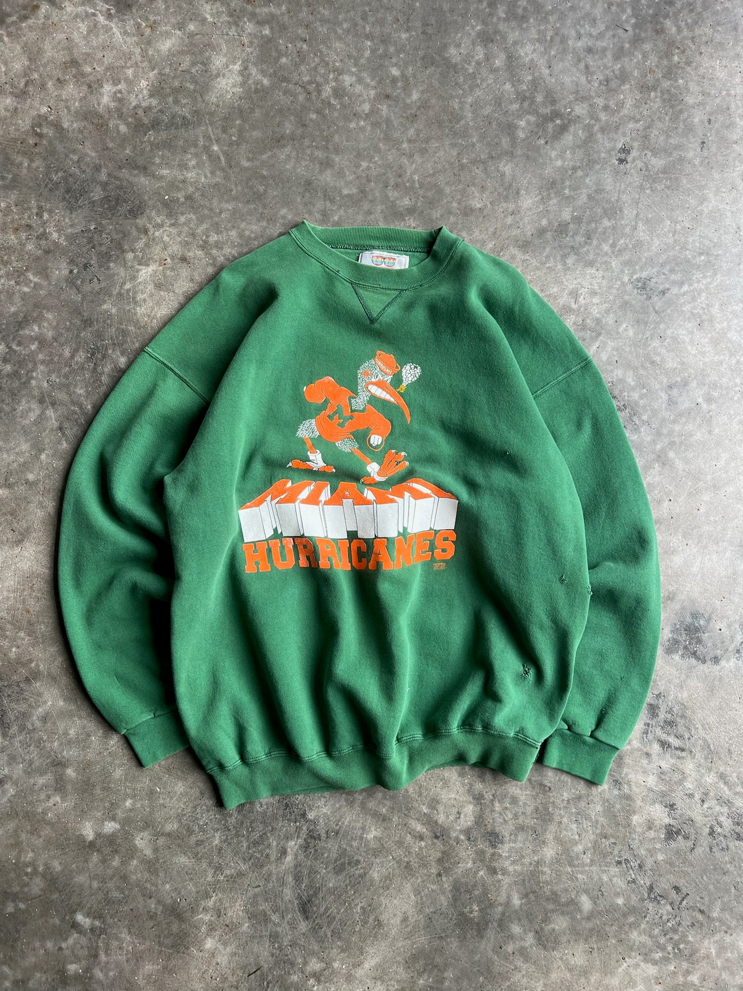 Vintage Green University of Miami Crew - XL