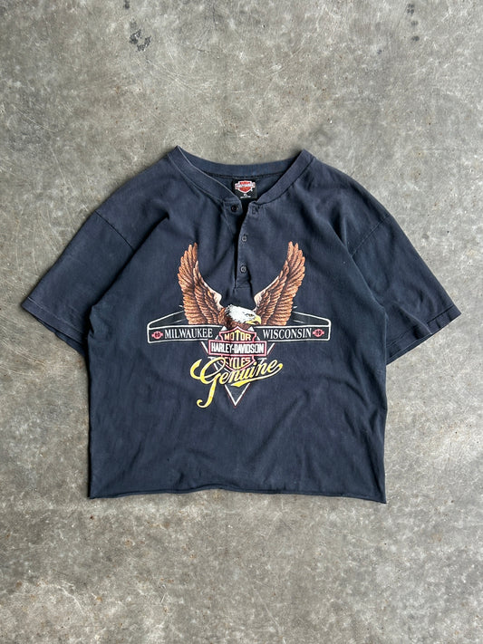 Vintage Single Stitch Harley Davidson Maui Graphic Cropped Tee - XL