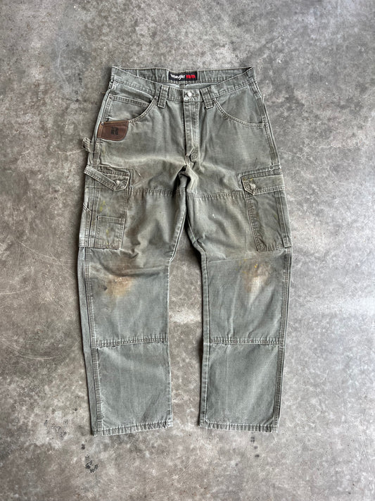 Vintage Faded Green Wrangler Cargo Pants - 34