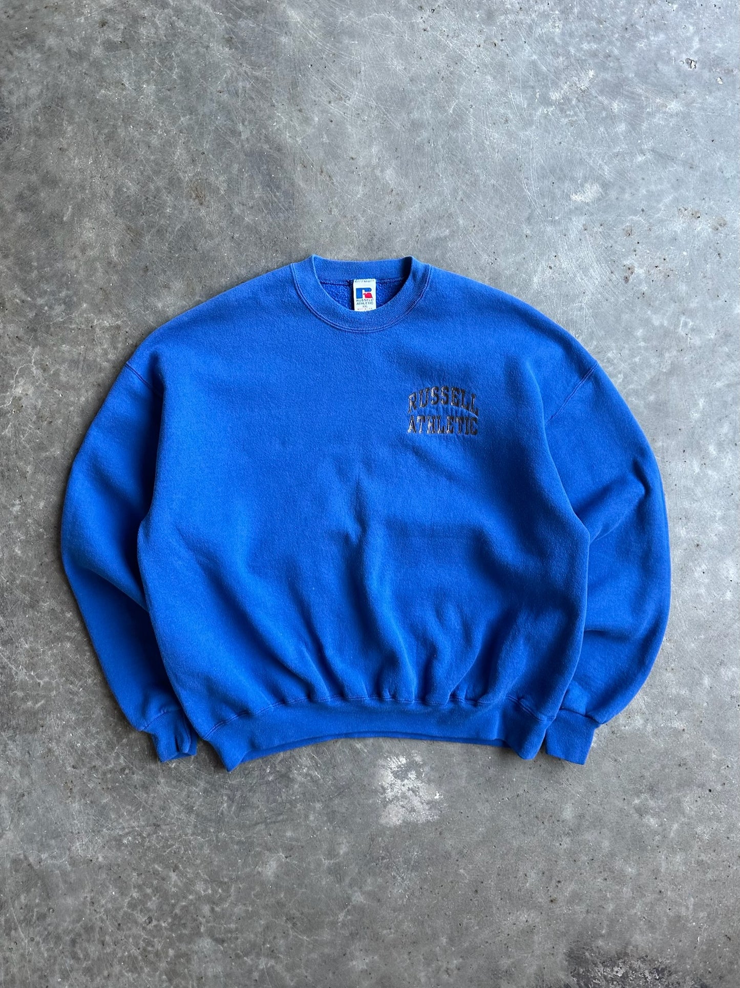 Vintage Blue Russell Spellout Crew - XXL