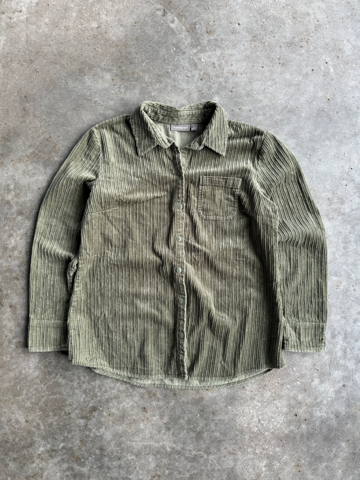 Vintage Croft & Barrow Green Corduroy Button Up - L