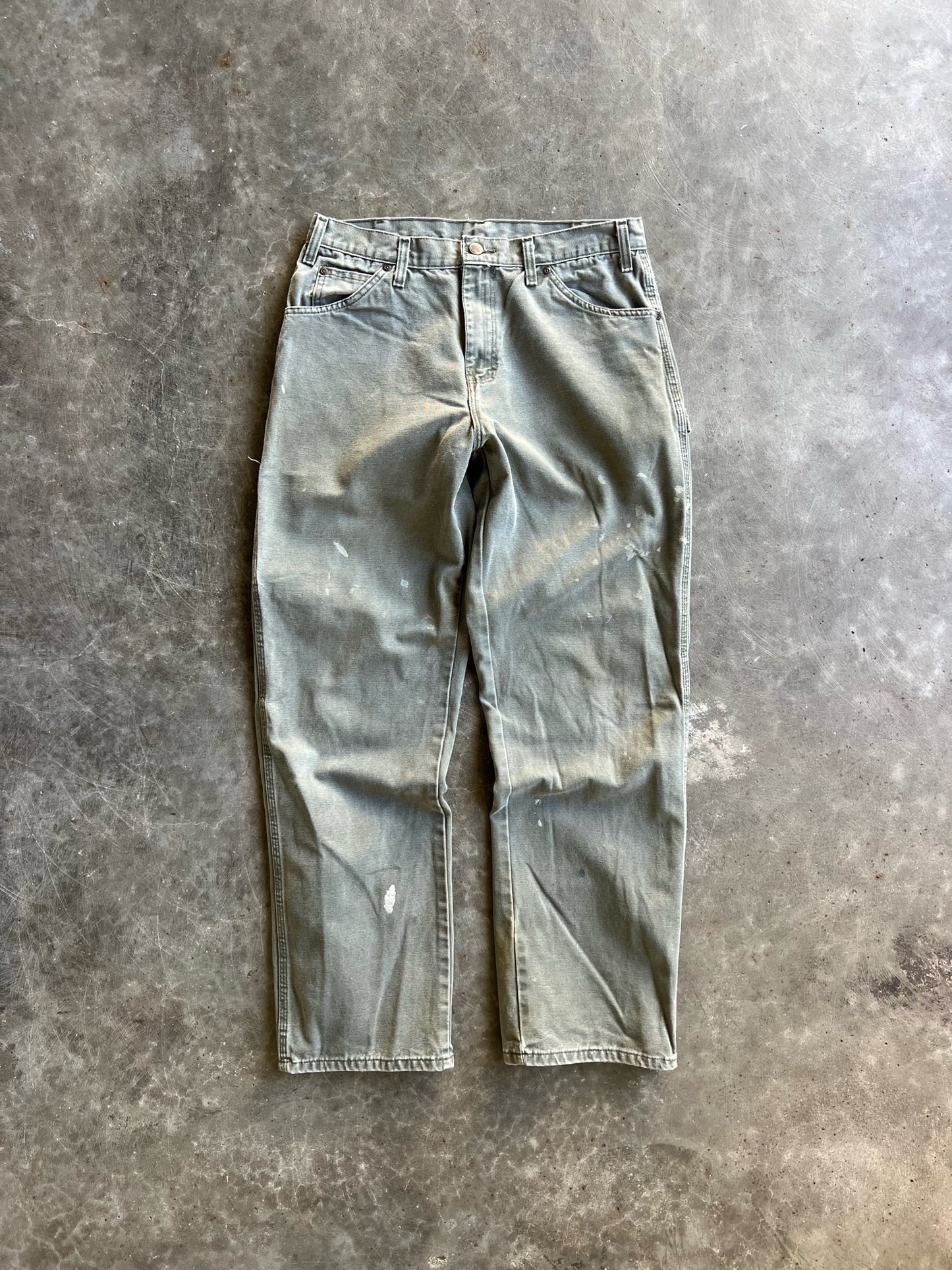 Vintage Green Painted Dickies Carpenter Pants - 33