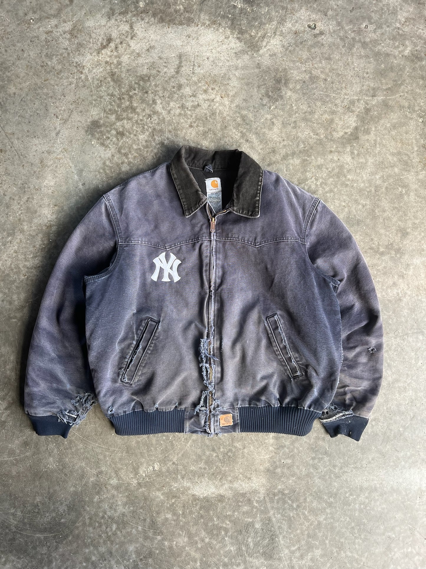 Vintage Faded Navy Yankees Carhartt Jacket - XXL