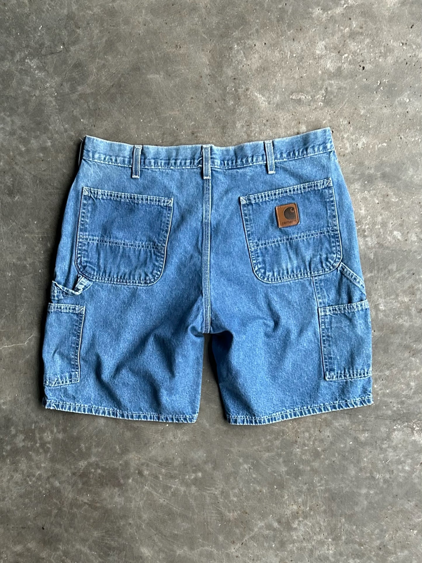 Vintage Faded Denim Distressed Carhartt Carpenter Shorts - 35