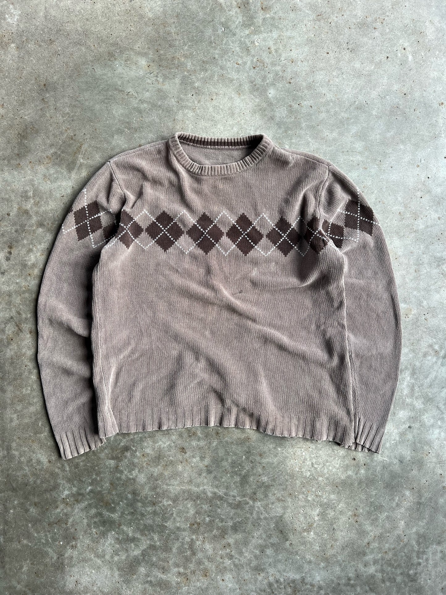 Vintage Brown Argyle Sweater - L