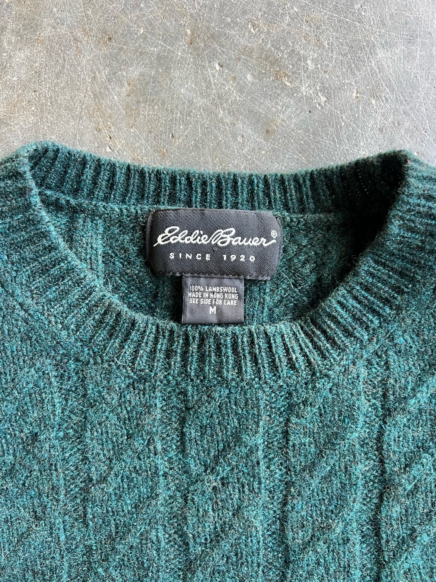 Vintage Forest Green Eddie Bauer Cable Knit Sweater - M