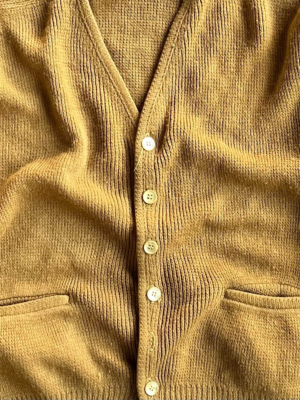 Vintage Mustard Yellow Knit Cardigan - M