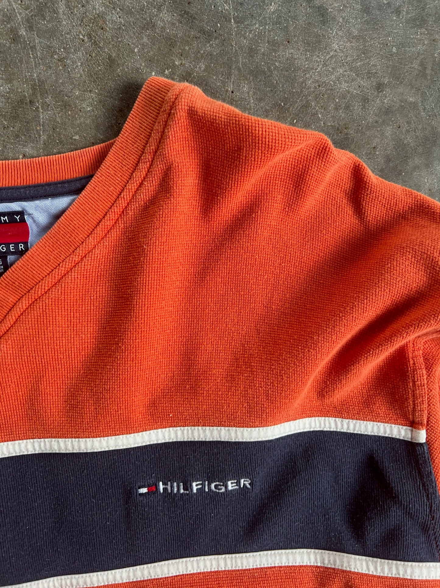 Vintage Orange Stripe Tommy Hilfiger Long Sleeve Shirt - L