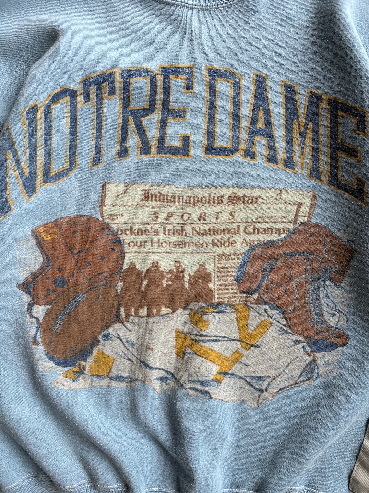 Vintage Baby Blue Notre Dame Sports Crew - XL