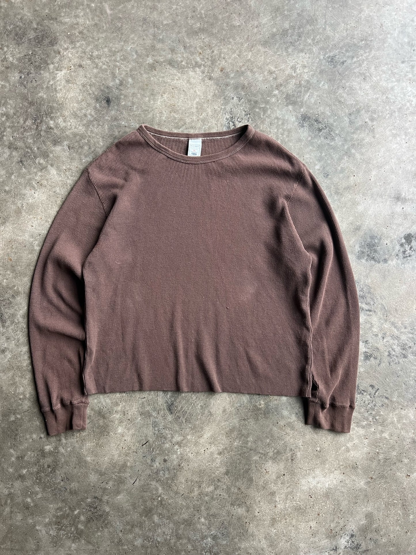 Vintage Brown Cropped Old Navy Thermal - XL