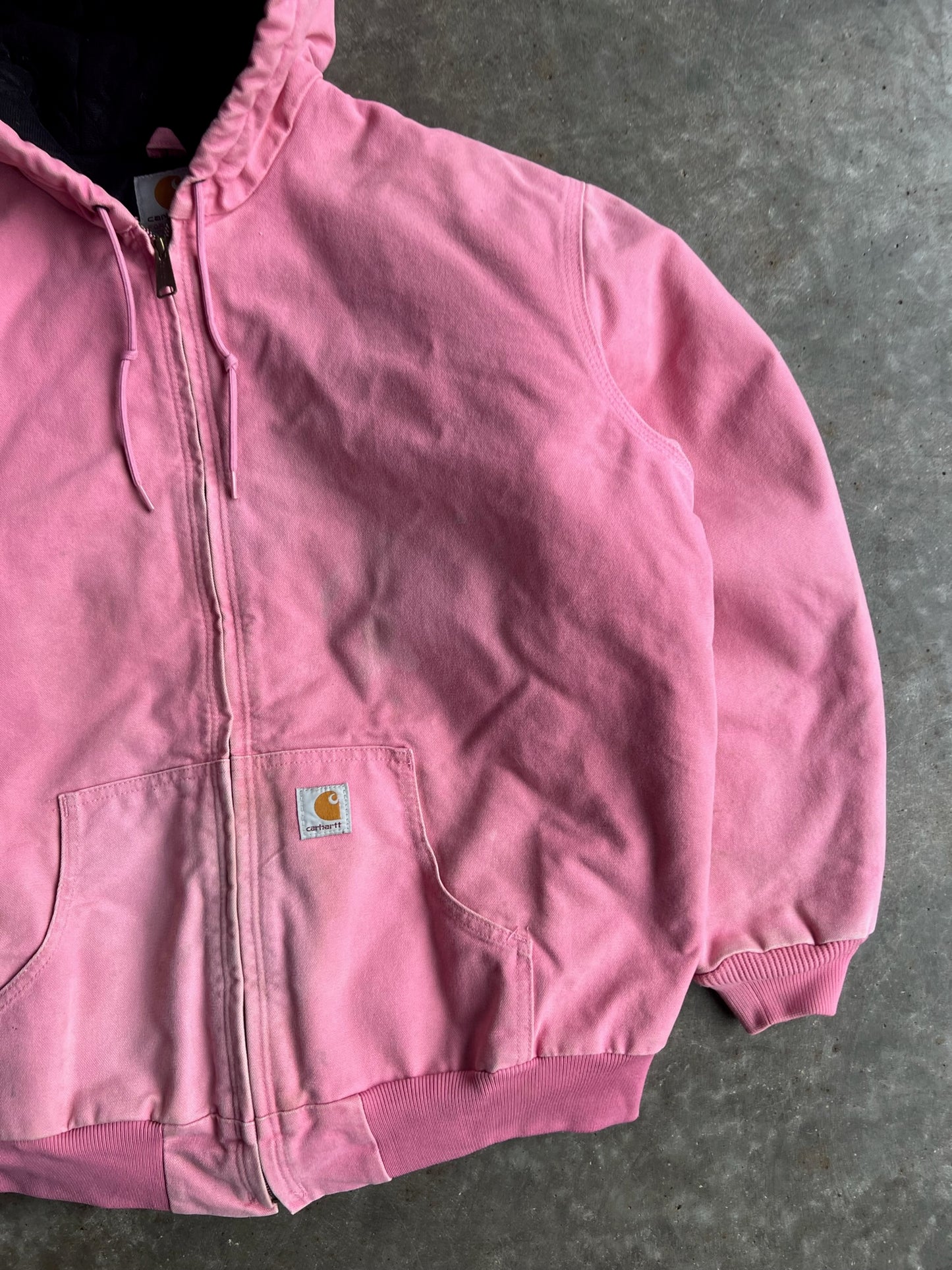 Vintage Baby Pink Hooded Carhartt Jacket - XL