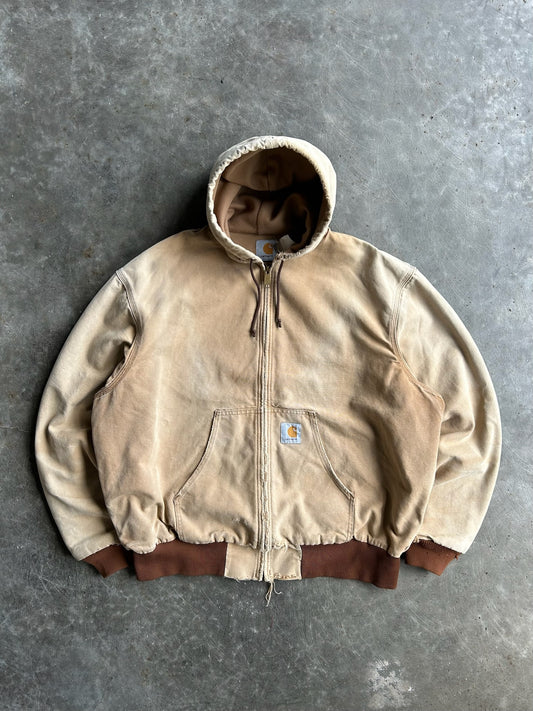 Vintage Tan Hooded Carhartt Jacket - XL