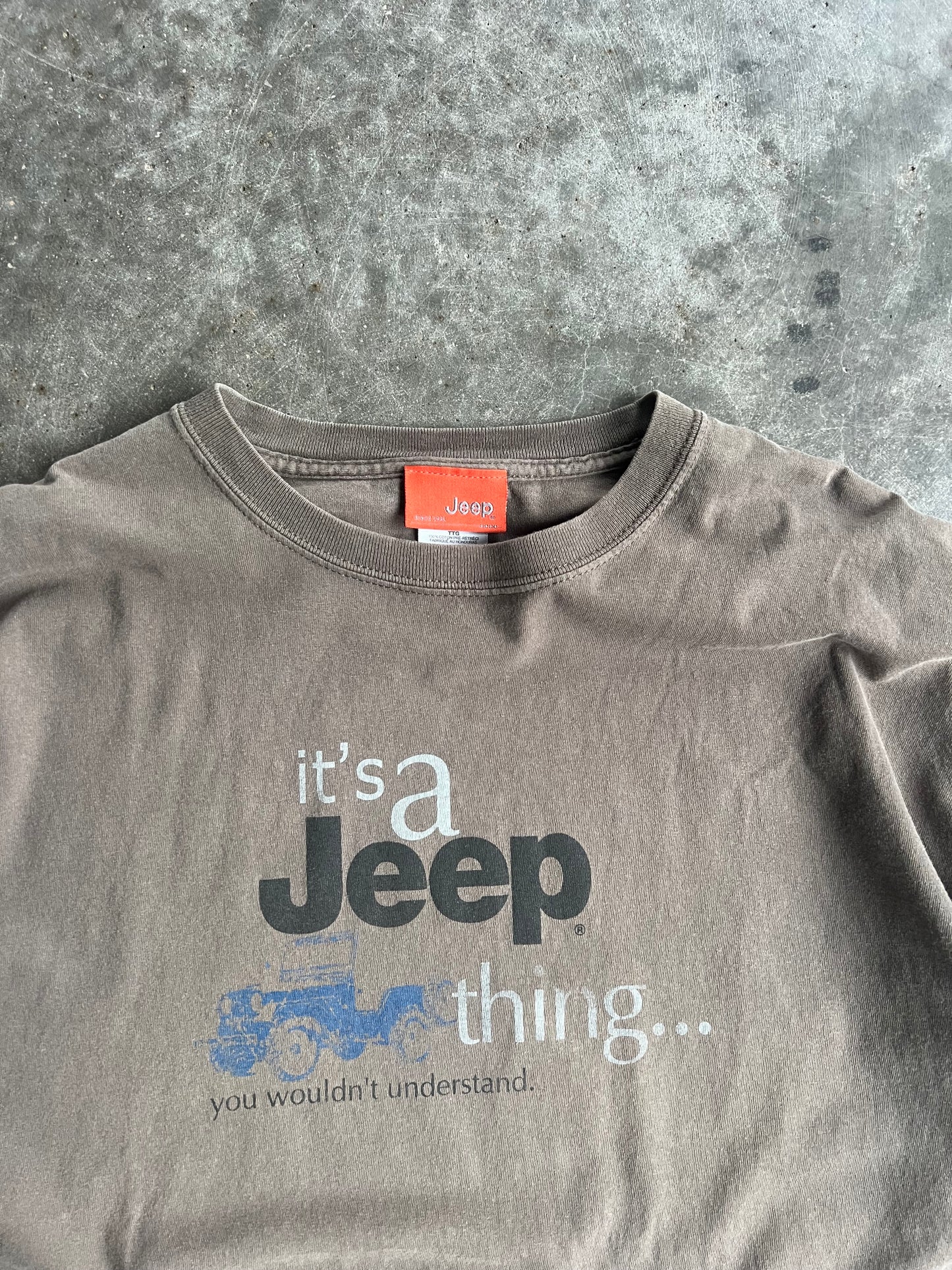 Vintage Brown Graphic Jeep Shirt - XXL