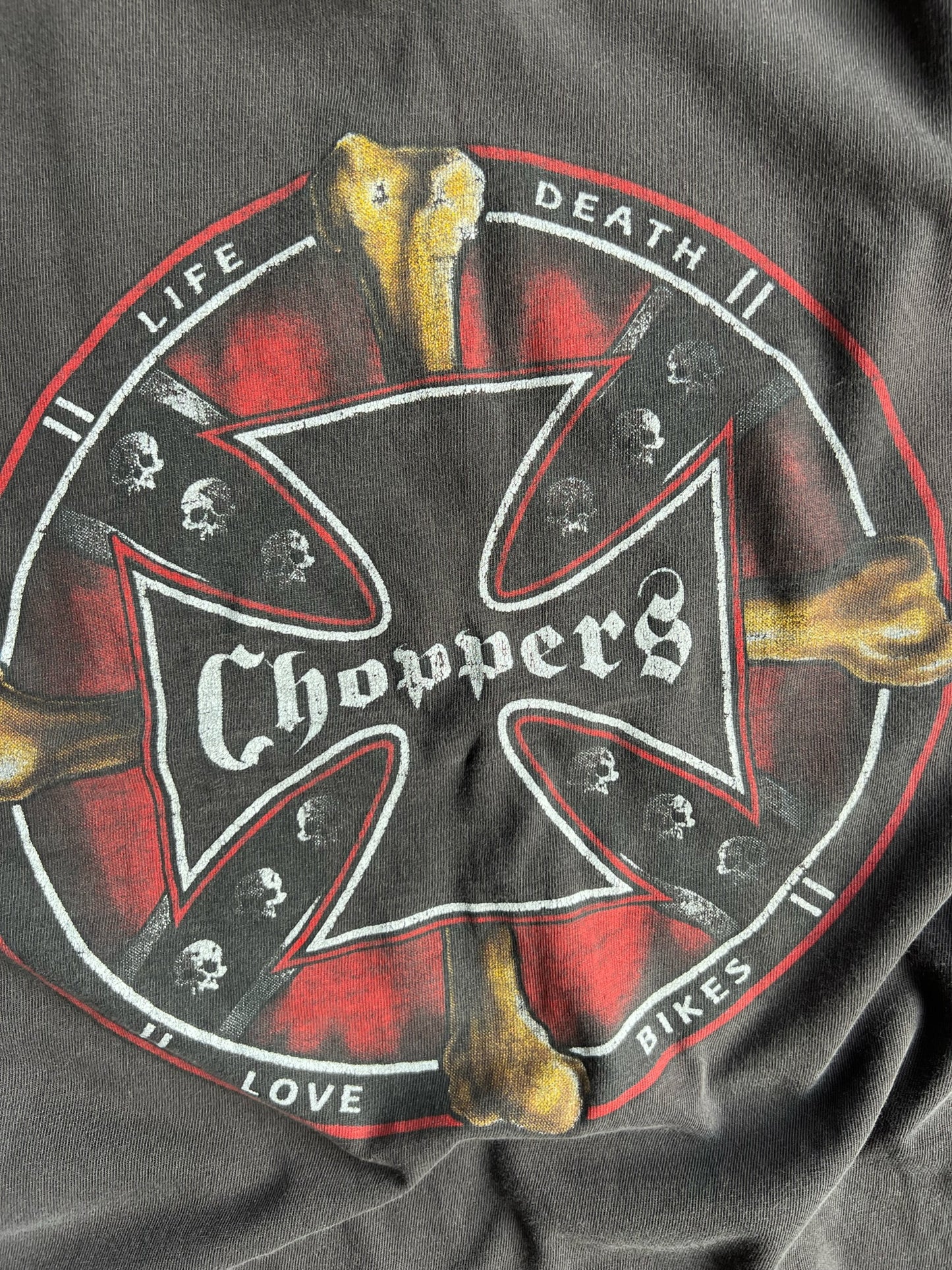 Vintage Cropped & Faded Choppers Long Sleeve Shirt - XXL