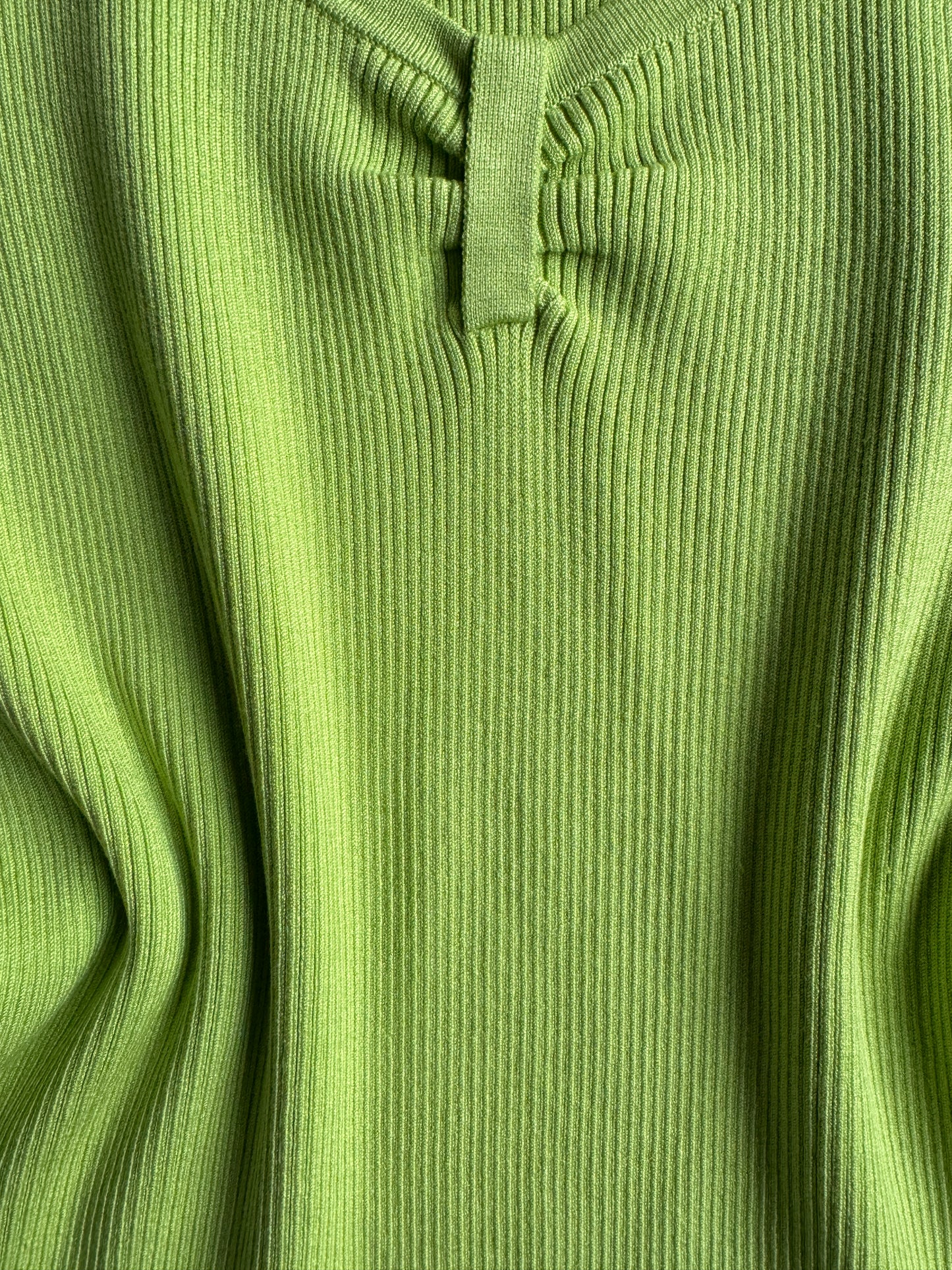 Vintage Lime Green Ribbed G Knitwear Top - M