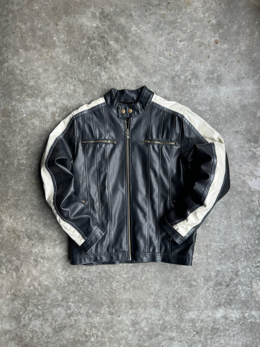 Vintage Carbon Black Leather Jacket - M