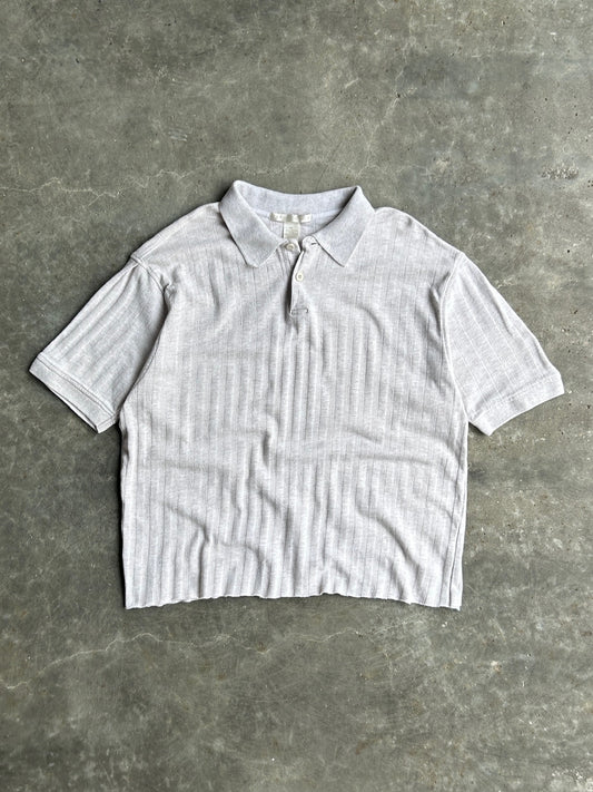 Vintage Creme Perry Ellis Sweater Cropped Polo - XL