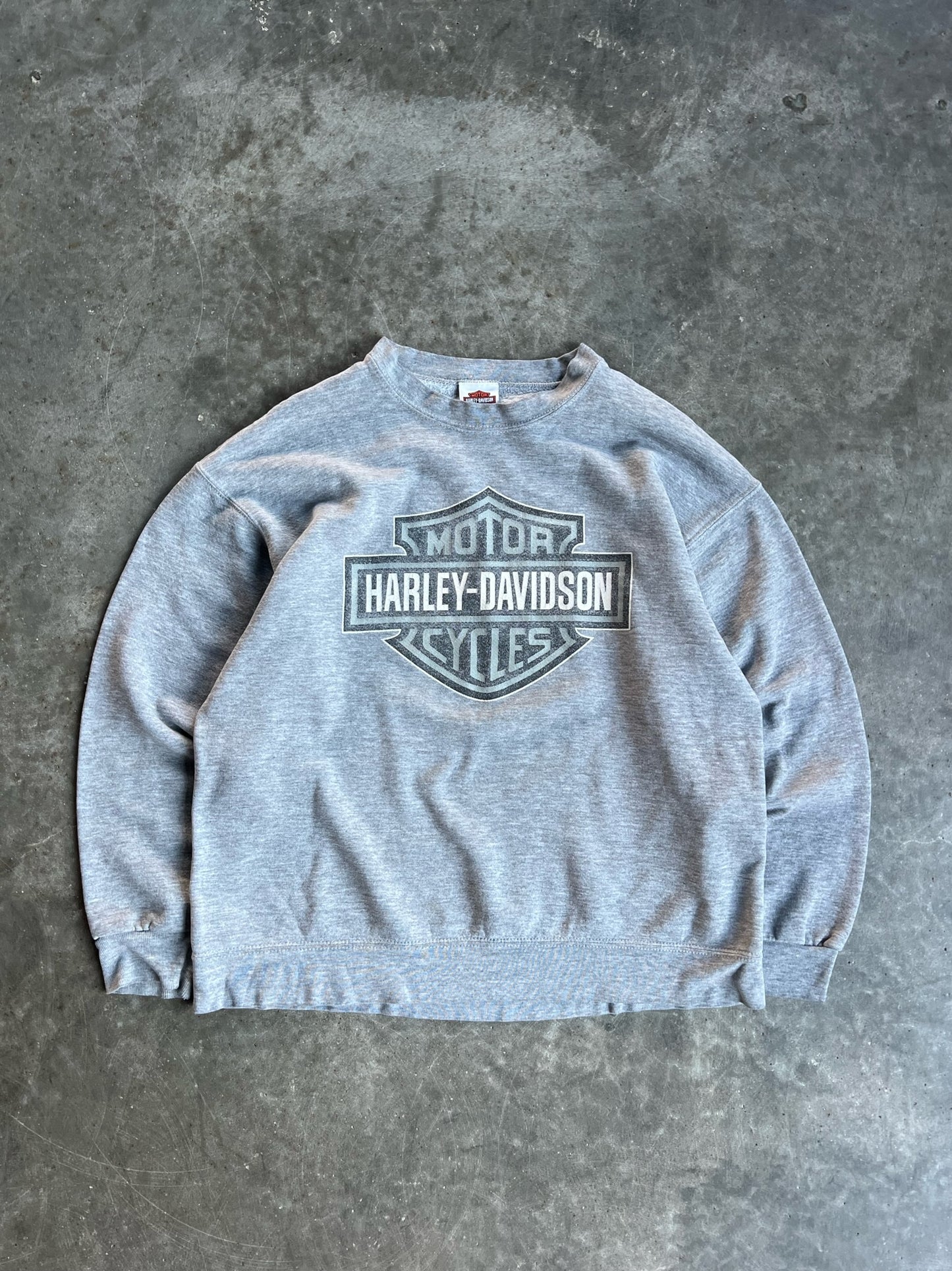 Vintage Grey Harley Davidson Motorcycles Crew - L