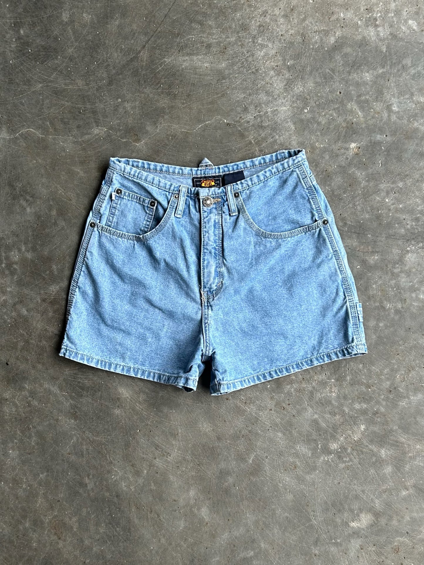 Vintage Light Wash Route 66 Denim Shorts - 28