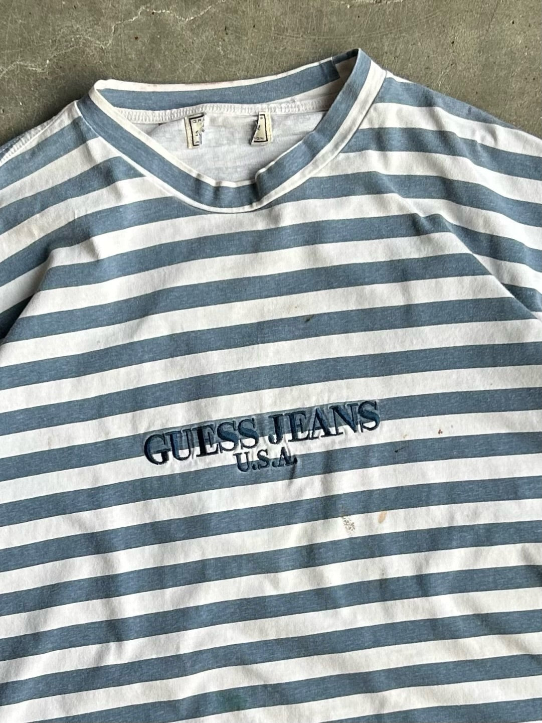 Vintage Blue Striped Guess Tee - XL