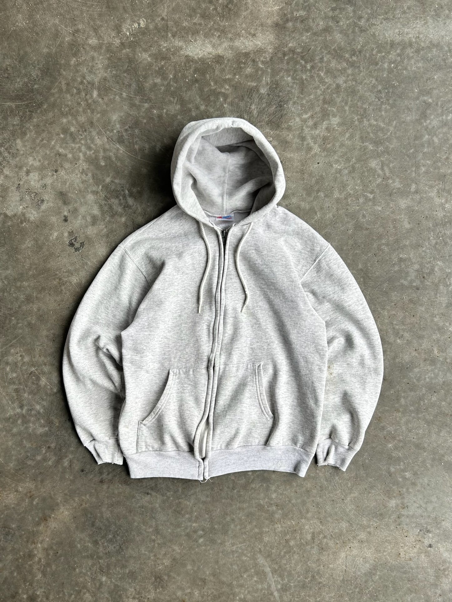 Vintage Grey Distressed Hanes Zip Up - M