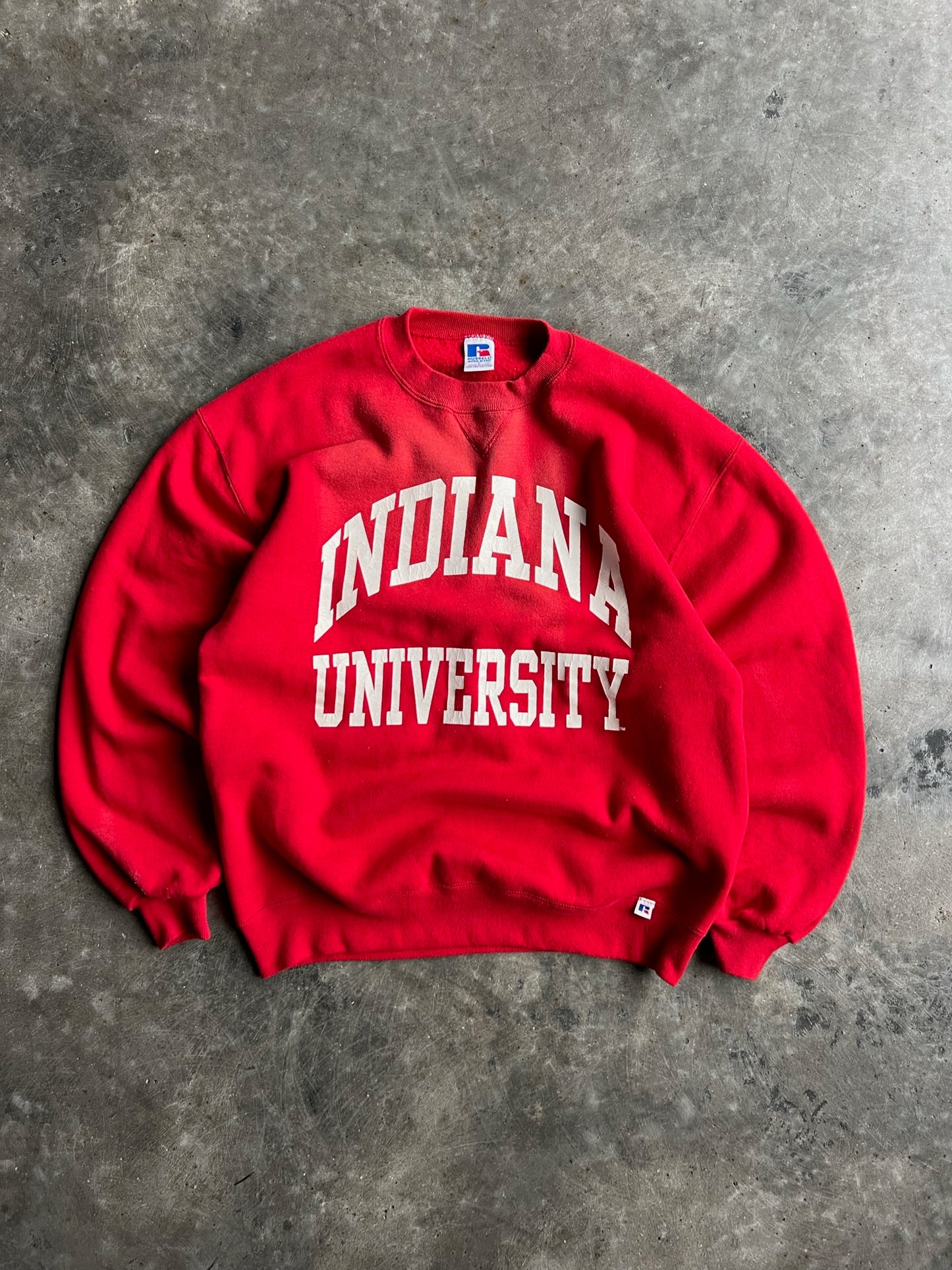 Vintage Red Indiana University Russell Crew - L