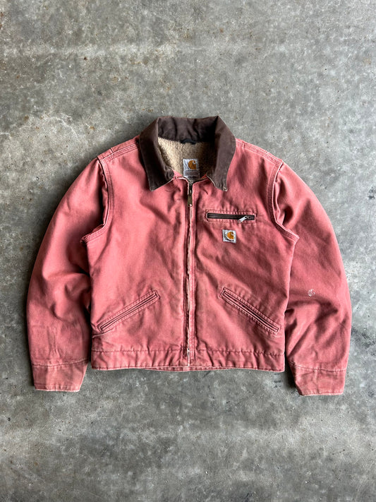 Vintage Salmon Pink Flannel Lined Detroit Carhartt Jacket - XS