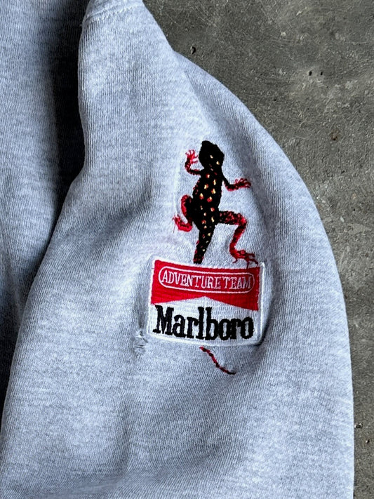 Vintage Grey Distressed Embroidered Marlboro Crew - L