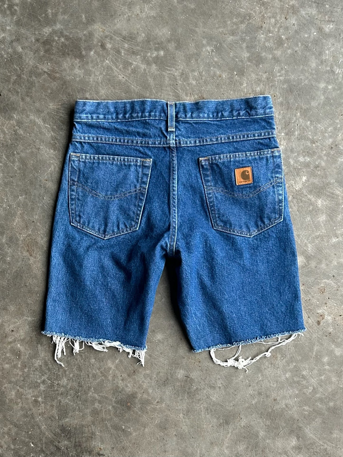 Vintage Dark Denim Distressed Carhartt Shorts - 30