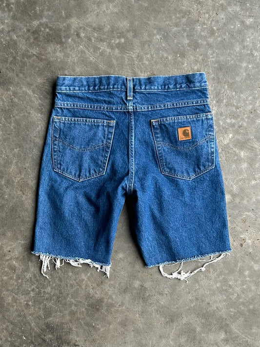 Vintage Dark Denim Distressed Carhartt Shorts - 30